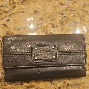 Fossil Leather Wallet With Removable Checkbook Wallet